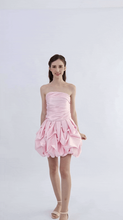 kids atelier tulleen Light Pink Strapless Satin Dress