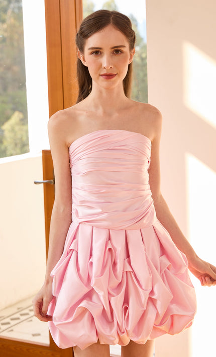 kids atelier tulleen Light Pink Strapless Satin Dress