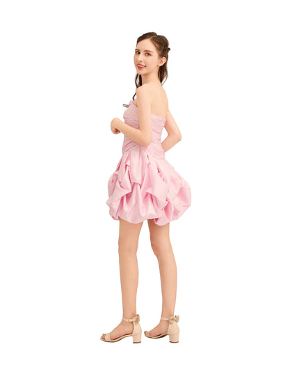kids atelier tulleen Light Pink Strapless Satin Dress