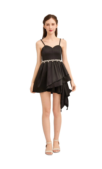 kids atelier tulleen Black Asymmetrical Sweetheart Dress
