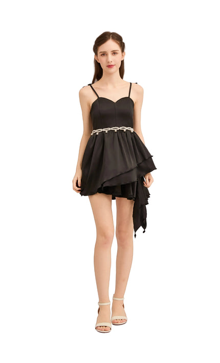 kids atelier tulleen Black Asymmetrical Sweetheart Dress