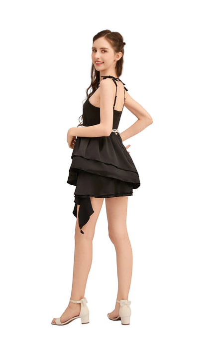 kids atelier tulleen Black Asymmetrical Sweetheart Dress