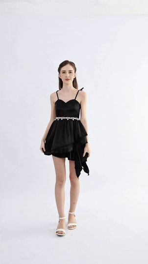 kids atelier tulleen Black Asymmetrical Sweetheart Dress