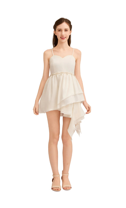 kids atelier tulleen White Asymmetrical Sweetheart Dress