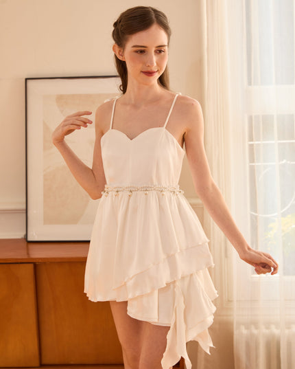 kids atelier tulleen White Asymmetrical Sweetheart Dress