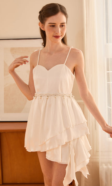 kids atelier tulleen White Asymmetrical Sweetheart Dress
