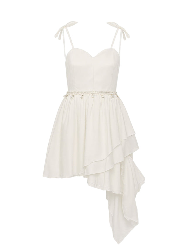 kids atelier tulleen White Asymmetrical Sweetheart Dress