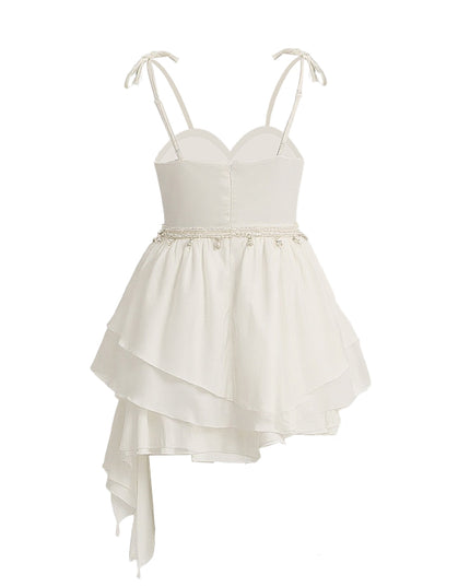 kids atelier tulleen White Asymmetrical Sweetheart Dress