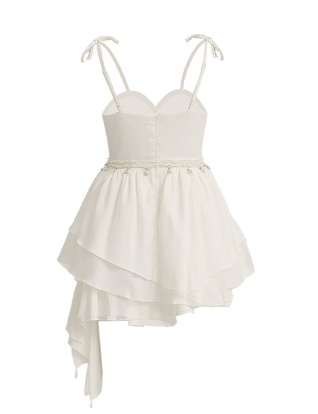 kids atelier tulleen White Asymmetrical Sweetheart Dress