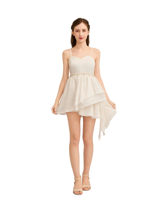 kids atelier tulleen White Asymmetrical Sweetheart Dress