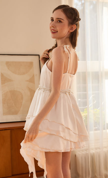kids atelier tulleen White Asymmetrical Sweetheart Dress