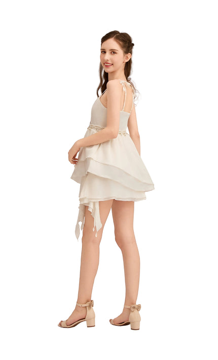 kids atelier tulleen White Asymmetrical Sweetheart Dress
