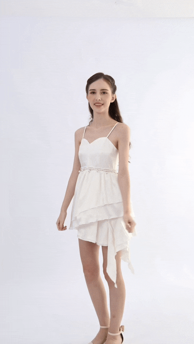 kids atelier tulleen White Asymmetrical Sweetheart Dress