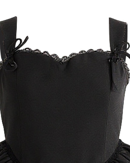 kids atelier tulleen Black Lace Trim Flared Dress