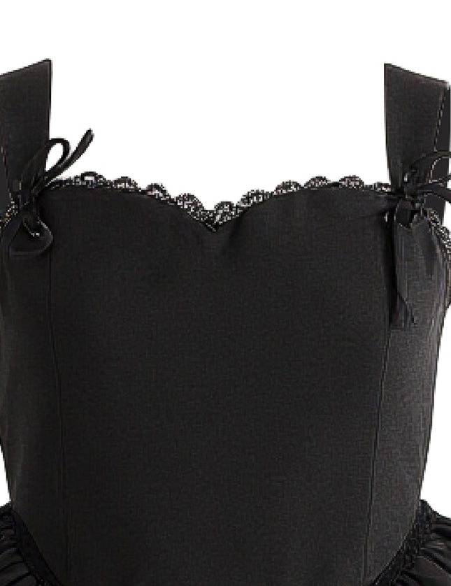 kids atelier tulleen Black Lace Trim Flared Dress