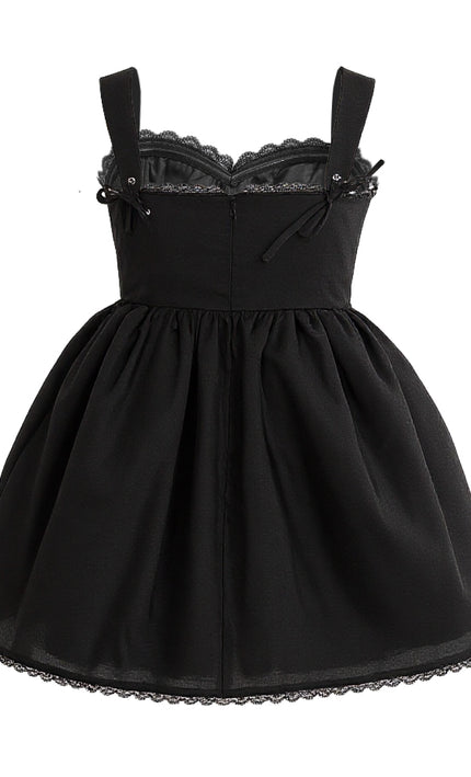 kids atelier tulleen Black Lace Trim Flared Dress