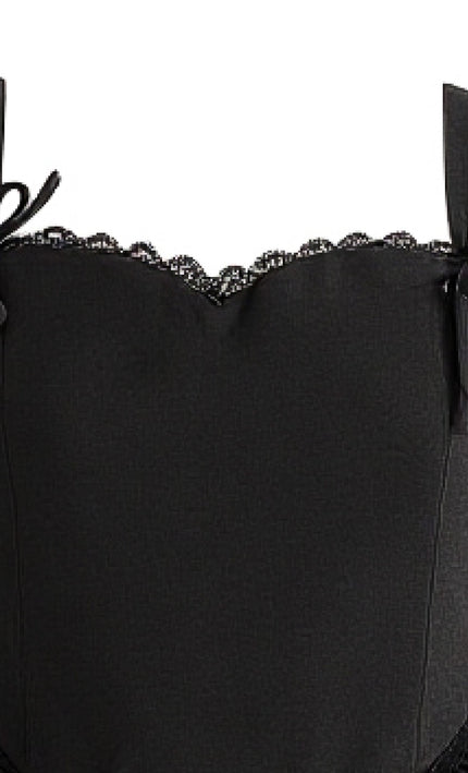 kids atelier tulleen Black Lace Trim Flared Dress