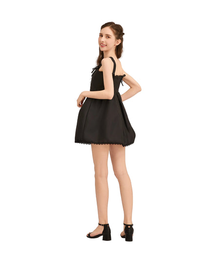 kids atelier tulleen Black Lace Trim Flared Dress