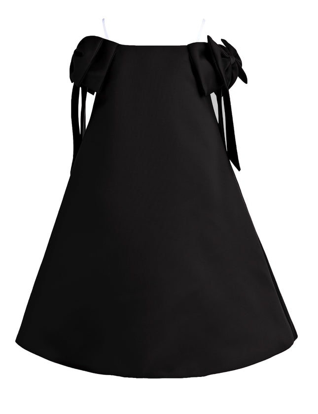 kids atelier tulleen Black Luneta Off-Shoulder Bow Dress