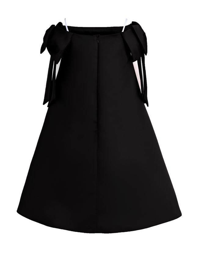 kids atelier tulleen Black Luneta Off-Shoulder Bow Dress