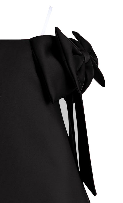 kids atelier tulleen Black Luneta Off-Shoulder Bow Dress