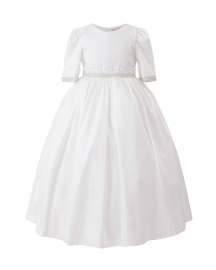 kids atelier tulleen White Vasonette Pearl-Embellished Dress