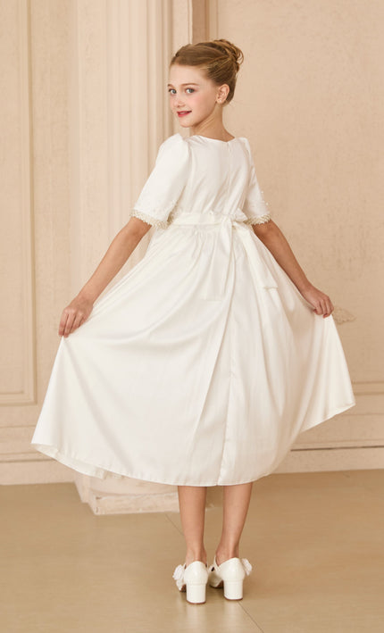 kids atelier tulleen White Vasonette Pearl-Embellished Dress
