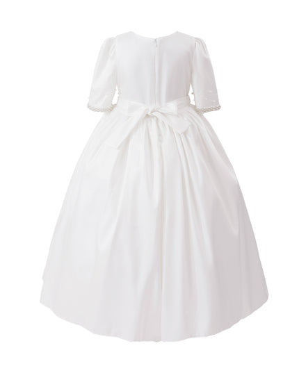 kids atelier tulleen White Vasonette Pearl-Embellished Dress