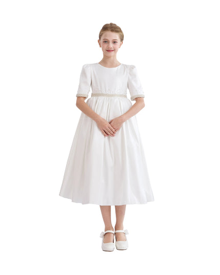 kids atelier tulleen White Vasonette Pearl-Embellished Dress