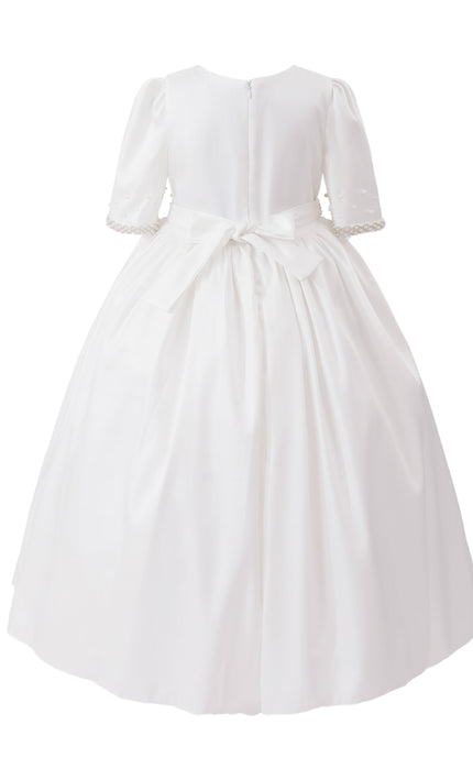 kids atelier tulleen White Vasonette Pearl-Embellished Dress