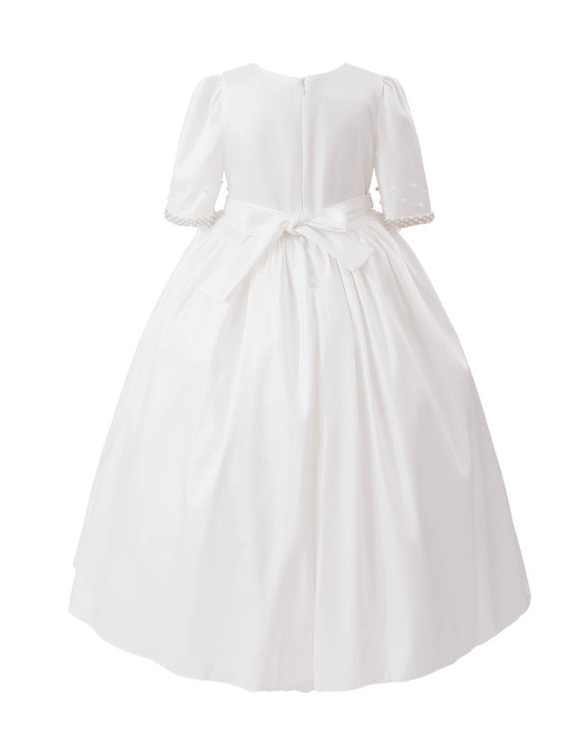 kids atelier tulleen White Vasonette Pearl-Embellished Dress