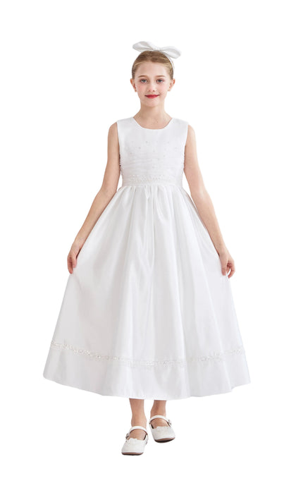 tulleen White Sylvarra Sleeveless Formal Dress with Headband