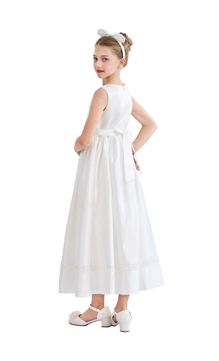 tulleen White Sylvarra Sleeveless Formal Dress with Headband