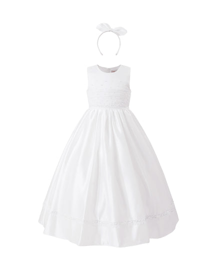 tulleen White Sylvarra Sleeveless Formal Dress with Headband
