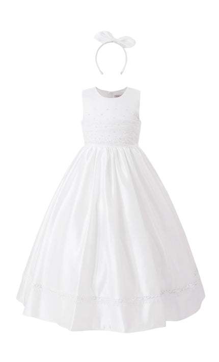tulleen White Sylvarra Sleeveless Formal Dress with Headband