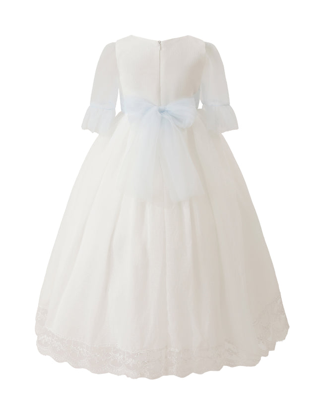 tulleen White Montessa Formal Dress with Lace Trim