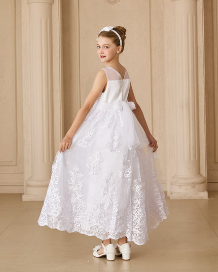 tulleen White Auresta Lace Sleeveless Dress