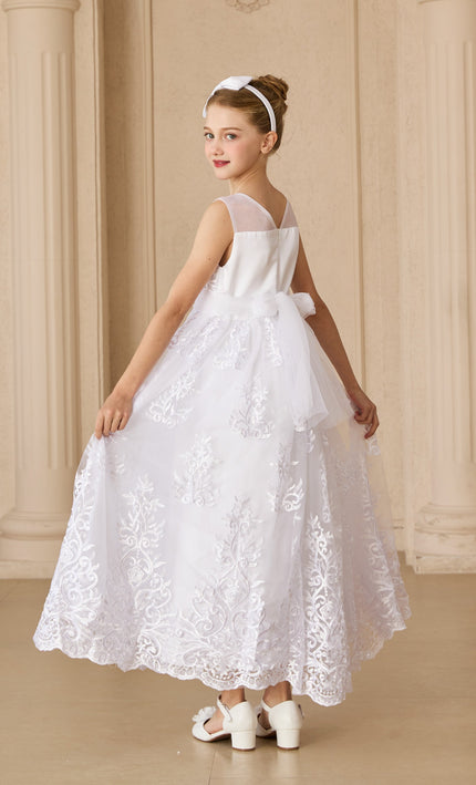 tulleen White Auresta Lace Sleeveless Dress