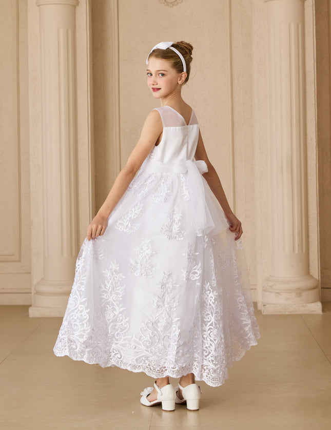 tulleen White Auresta Lace Sleeveless Dress