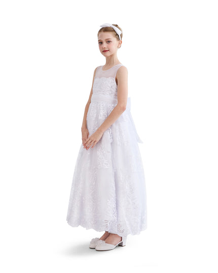 tulleen White Auresta Lace Sleeveless Dress