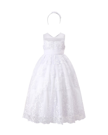 tulleen White Auresta Lace Sleeveless Dress