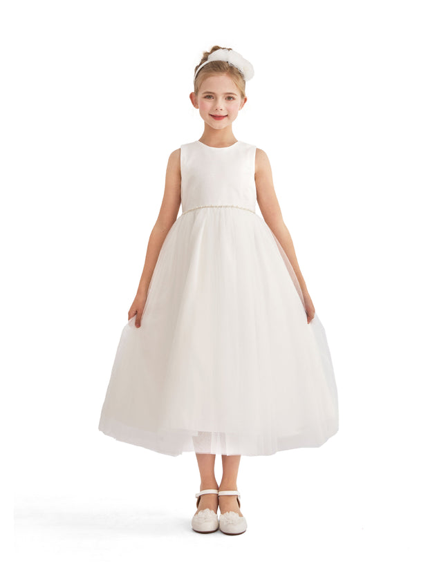 tulleen White Lysandra Sleeveless Formal Dress