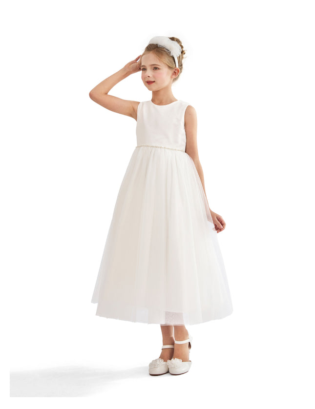 tulleen White Lysandra Sleeveless Formal Dress