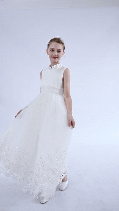 tulleen White Alvaria Sleeveless Lace Dress
