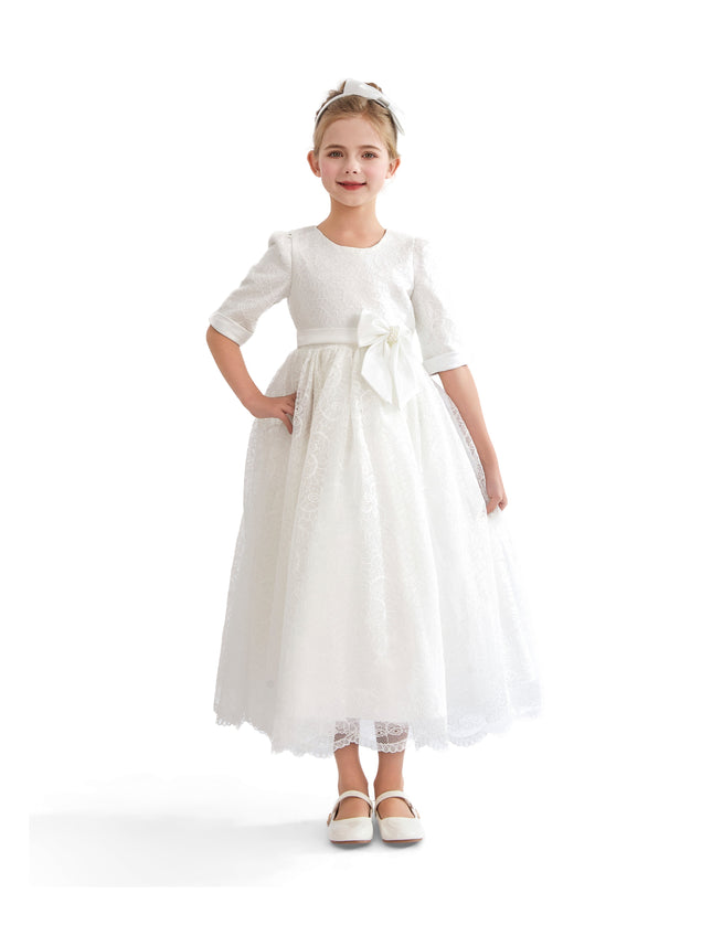 kids atelier tulleen White Shannora Puff Sleeve Formal Dress
