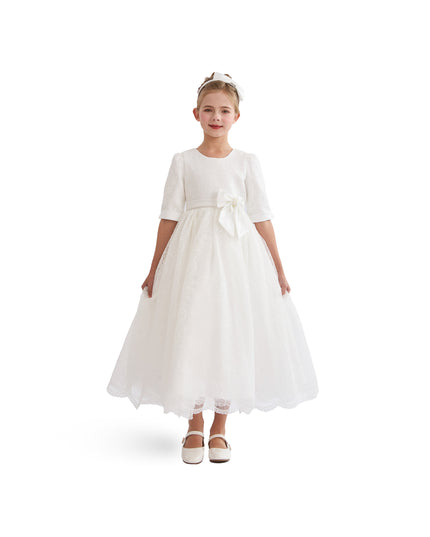 White Shannora Puff Sleeve Formal Dress