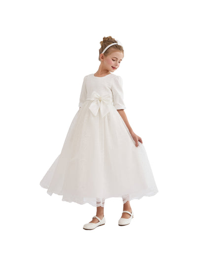 White Shannora Puff Sleeve Formal Dress