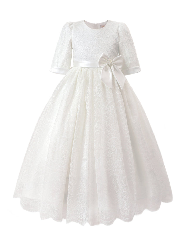 kids atelier tulleen White Shannora Puff Sleeve Formal Dress