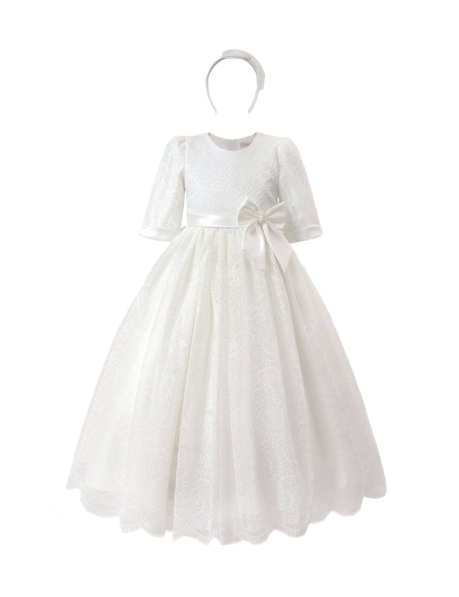 kids atelier tulleen White Shannora Puff Sleeve Formal Dress