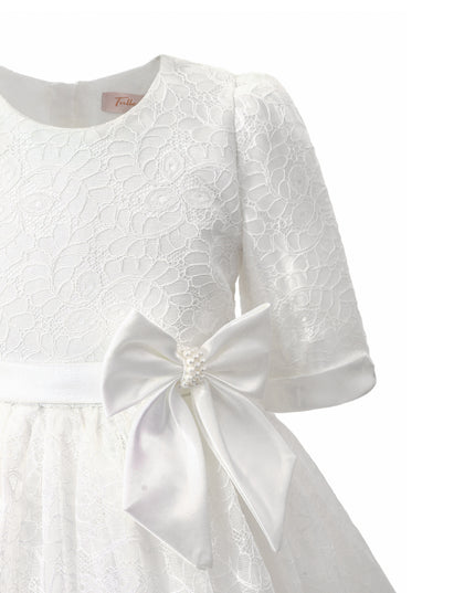 kids atelier tulleen White Shannora Puff Sleeve Formal Dress